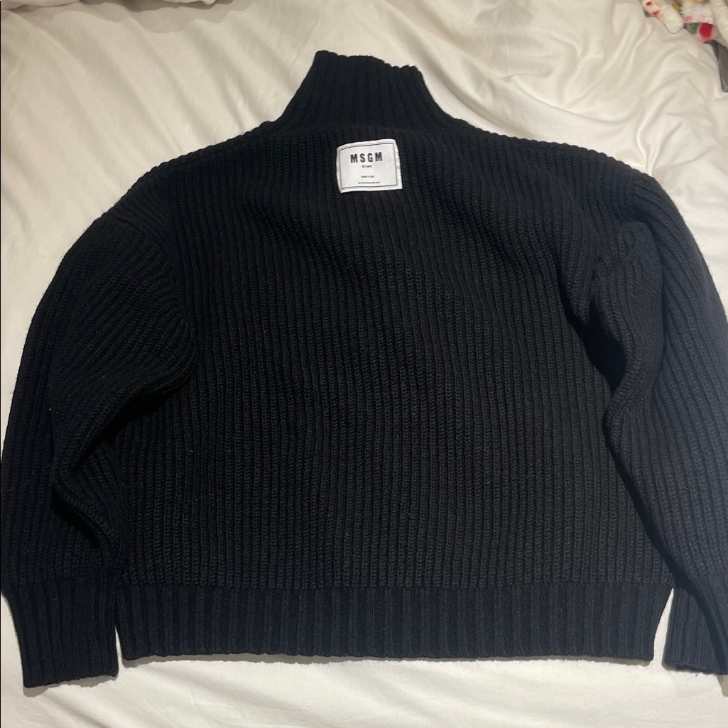 Msgm Black Turtleneck Knit Sweater